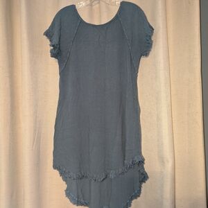 Fringed Blue Tunic Dress
